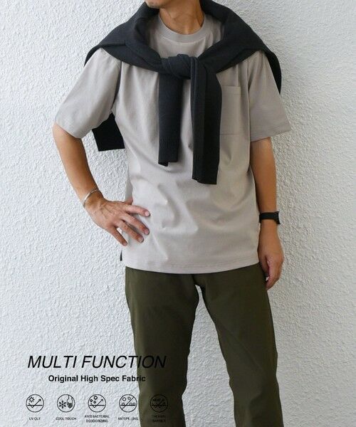 SHIPS / シップス Tシャツ | SHIPS any:〈接触冷感/遮熱/UVカット機能等〉サマーファンクション ポケット Tシャツ 25SS◇(チャコールグレー)