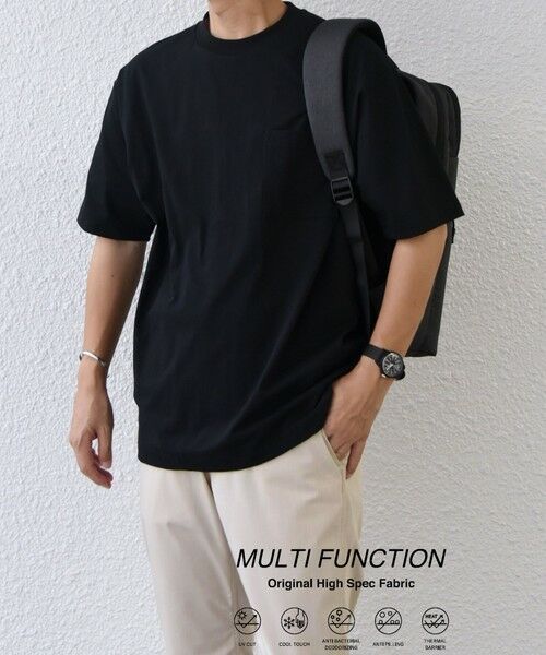 SHIPS / シップス Tシャツ | SHIPS any:〈接触冷感/遮熱/UVカット機能等〉サマーファンクション ポケット Tシャツ 25SS◇(ブラック)