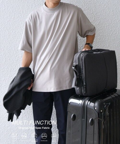 SHIPS / シップス Tシャツ | SHIPS any:〈接触冷感/遮熱/UVカット機能等〉サマーファンクション モックネック Tシャツ 25SS◇(チャコールグレー)