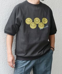SHIPS / シップス Tシャツ | 【SHIPS any別注】athletic wear MASON: スマイルマーク/刺繍 スウェット Tシャツ◇