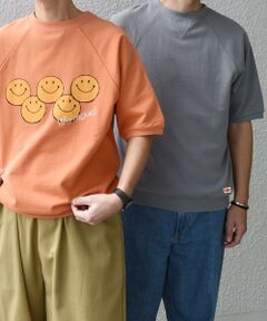 SHIPS / シップス Tシャツ | 【SHIPS any別注】athletic wear MASON: スマイルマーク/刺繍 スウェット Tシャツ◇