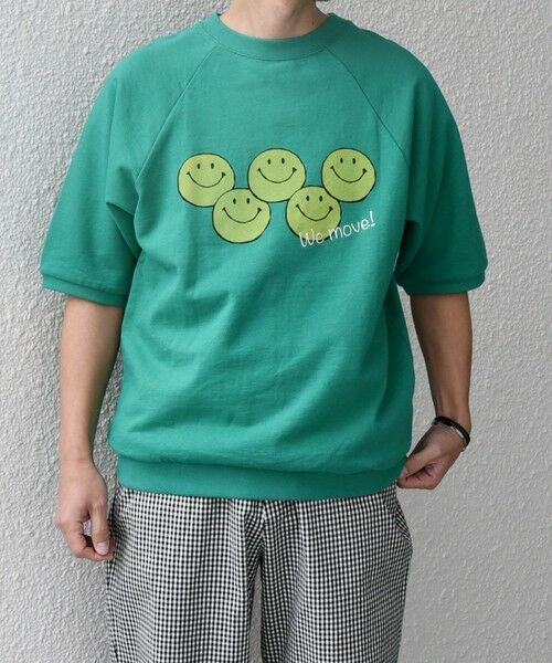 SHIPS / シップス Tシャツ | 【SHIPS any別注】athletic wear MASON: スマイルマーク/刺繍 スウェット Tシャツ◇(グリーン)