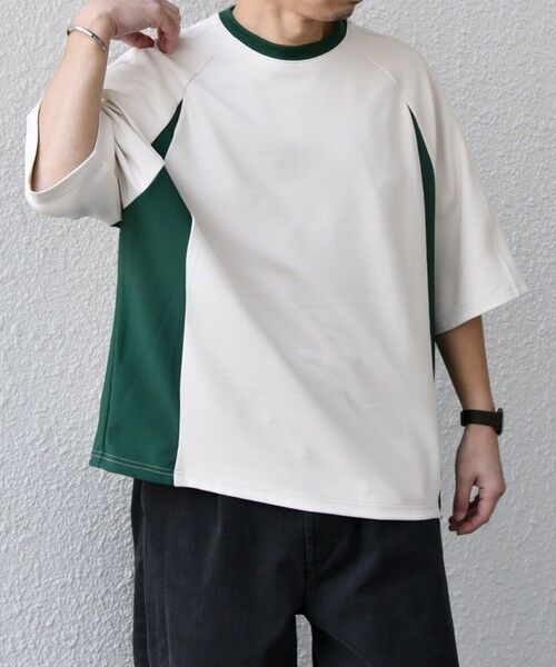 SHIPS / シップス Tシャツ | SHIPS any:〈洗濯機可能〉リブ パネル スポーティー ジャージー Tシャツ◇(ベージュ)