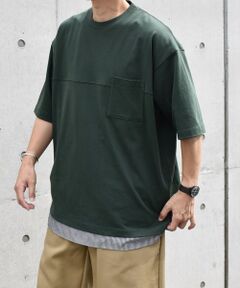 SHIPS / シップス Tシャツ | SHIPS any: バックメッシュ / ストライプシャツ ドッキング フェイクレイヤード ポケット Tシャツ◆