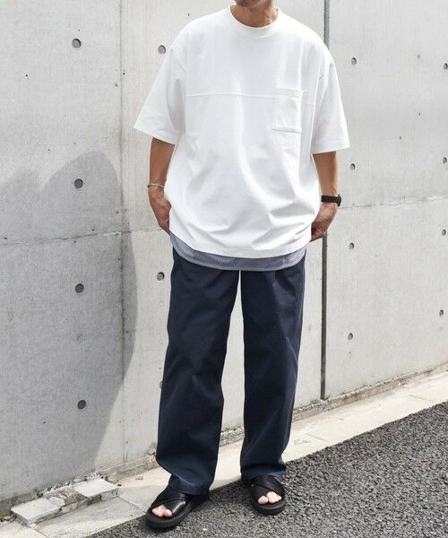 SHIPS / シップス Tシャツ | SHIPS any: バックメッシュ / ストライプシャツ ドッキング フェイクレイヤード ポケット Tシャツ◆ | 詳細1