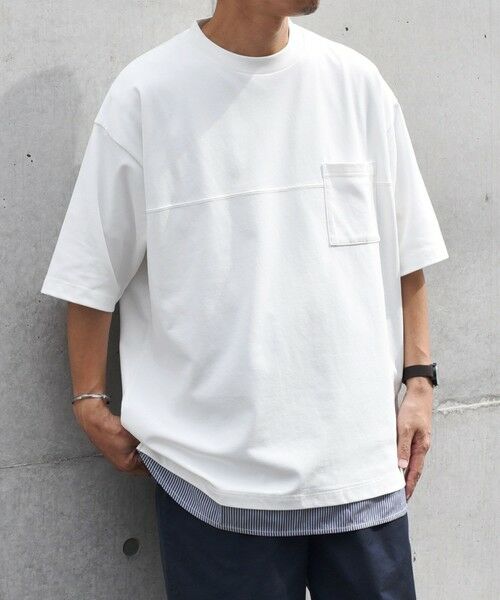 SHIPS / シップス Tシャツ | SHIPS any: バックメッシュ / ストライプシャツ ドッキング フェイクレイヤード ポケット Tシャツ◆ | 詳細3