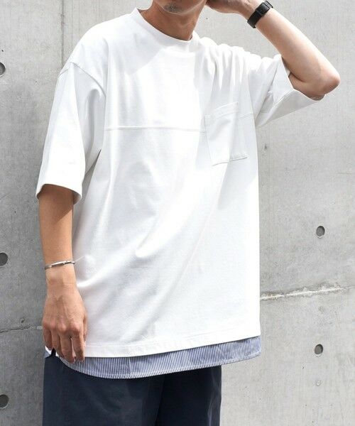 SHIPS / シップス Tシャツ | SHIPS any: バックメッシュ / ストライプシャツ ドッキング フェイクレイヤード ポケット Tシャツ◆ | 詳細5