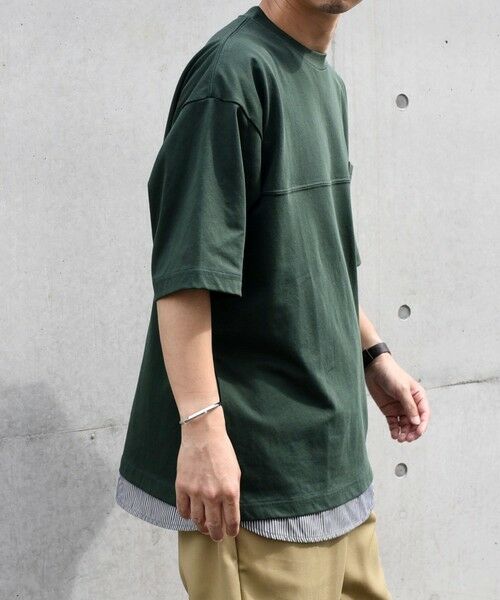 SHIPS / シップス Tシャツ | SHIPS any: バックメッシュ / ストライプシャツ ドッキング フェイクレイヤード ポケット Tシャツ◆ | 詳細18