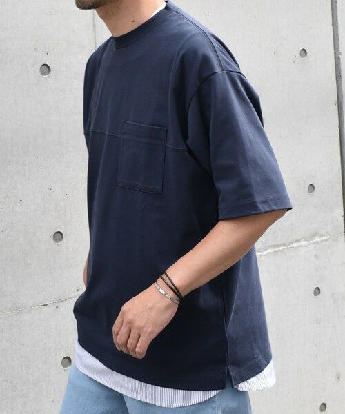 SHIPS / シップス Tシャツ | SHIPS any: バックメッシュ / ストライプシャツ ドッキング フェイクレイヤード ポケット Tシャツ◆ | 詳細23