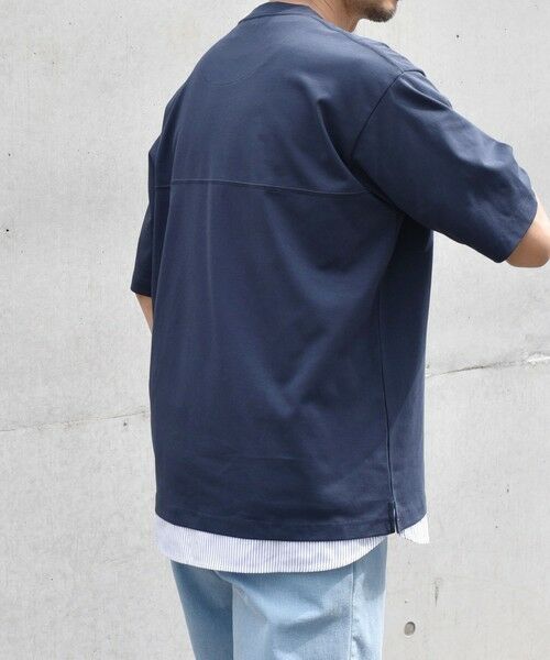 SHIPS / シップス Tシャツ | SHIPS any: バックメッシュ / ストライプシャツ ドッキング フェイクレイヤード ポケット Tシャツ◆ | 詳細25