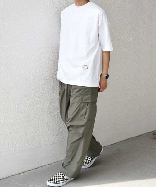 SHIPS / シップス Tシャツ | SHIPS any: オーガニック コットン ワンポイント ロゴ プリント×刺繍 スピンドル Tシャツ◇ | 詳細1