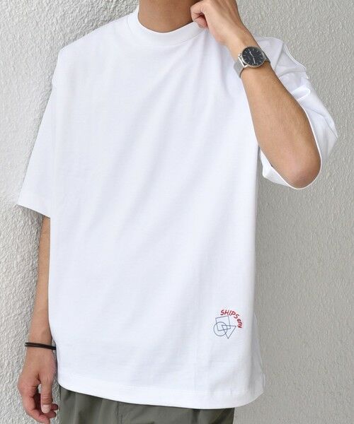 SHIPS / シップス Tシャツ | SHIPS any: オーガニック コットン ワンポイント ロゴ プリント×刺繍 スピンドル Tシャツ◇ | 詳細3