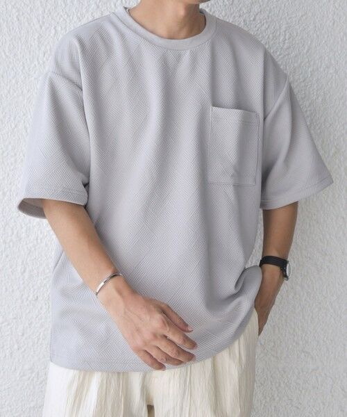 SHIPS / シップス Tシャツ | SHIPS any: 〈洗濯機可能〉フクレ ジャカード リラックス ポケット Tシャツ◇ | 詳細3