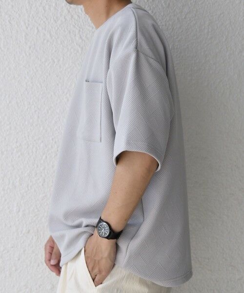 SHIPS / シップス Tシャツ | SHIPS any: 〈洗濯機可能〉フクレ ジャカード リラックス ポケット Tシャツ◇ | 詳細4