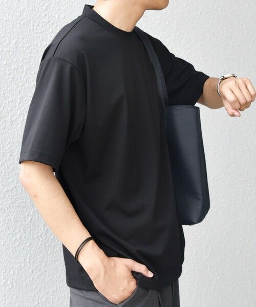 SHIPS / シップス Tシャツ | SHIPS any: JAPAN MADE クリアベアスムース スロープネック ジャケット Tシャツ(ブラック)