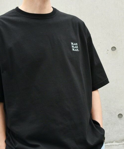 SHIPS / シップス Tシャツ | 【WEB限定】SHIPS any: BLAH BLAH BLAH.ワンポイント 刺繍 ルーズ Tシャツ(ユニセックス)◇(ブラック)