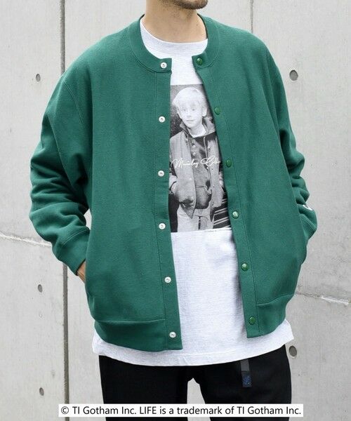 SHIPS / シップス カーディガン・ボレロ | 【SHIPS any別注】Champion: リバースウィーブ(R) クルーネック カーディガン◇(グリーン)