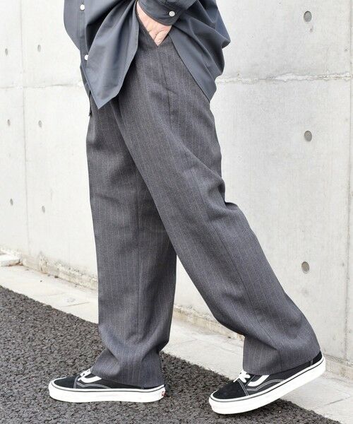 SHIPS / シップス その他パンツ | SHIPS any: 〈洗濯機可能〉ウールライク ノープリーツ ワイド ストレート パンツ◇(ダークグレー)