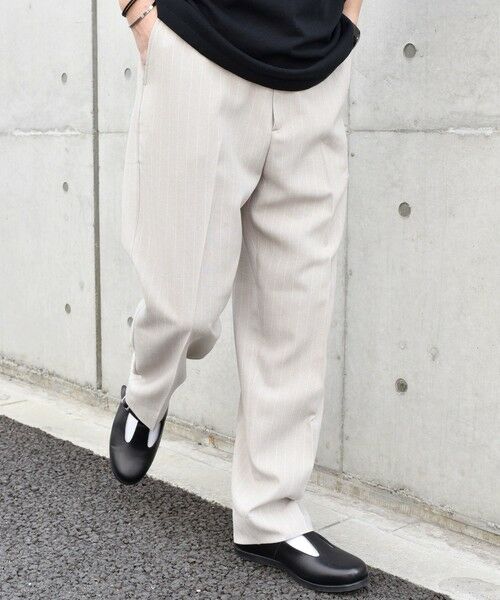 SHIPS / シップス その他パンツ | SHIPS any: 〈洗濯機可能〉ウールライク ノープリーツ ワイド ストレート パンツ◇(ベージュ)