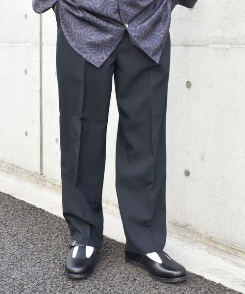 SHIPS / シップス その他パンツ | SHIPS any: 〈洗濯機可能〉ウールライク ノープリーツ ワイド ストレート パンツ◇(ネイビー)