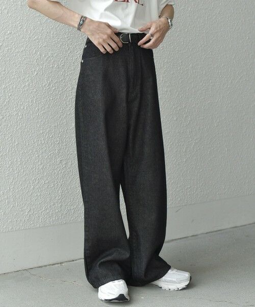 SHIPS / シップス デニムパンツ | SHIPS any: ウォッシュド デニム セミフレア ワイド パンツ (セットアップ対応)◇ | 詳細4