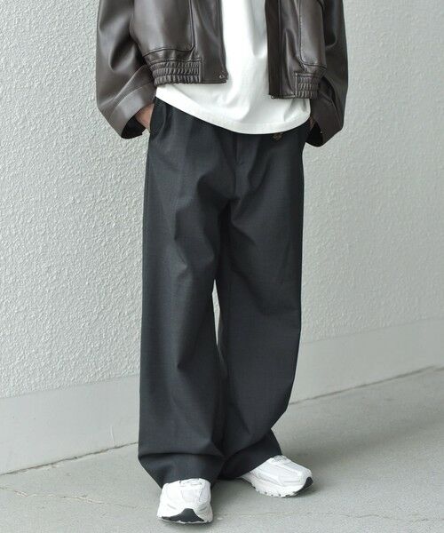 SHIPS / シップス その他パンツ | SHIPS any: ウール混 ハイライズ セミフレア ワイドパンツ (セットアップ対応)◇(ダークグレー)