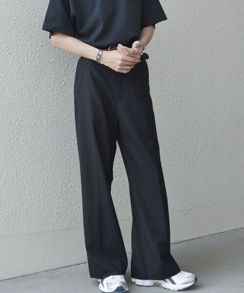 SHIPS / シップス その他パンツ | SHIPS any: ウール混 ハイライズ セミフレア ワイドパンツ (セットアップ対応)◇(ネイビー)