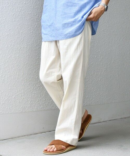 SHIPS / シップス その他パンツ | SHIPS any:〈洗濯機可能〉リネン混 2タック セミワイド イージーパンツ(オフホワイト)
