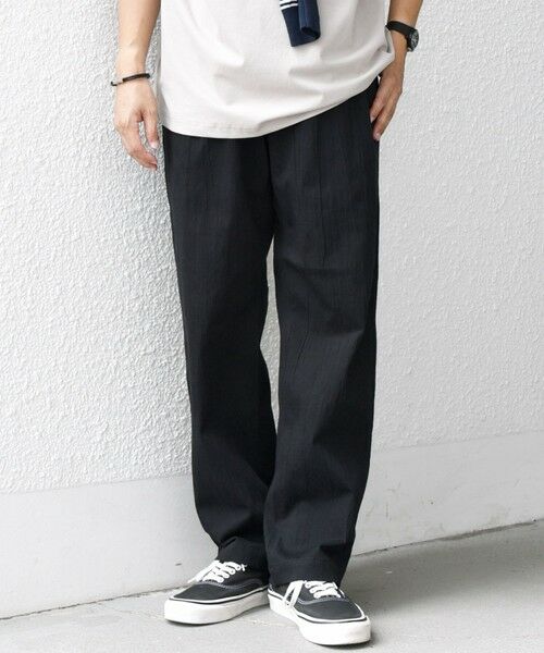 SHIPS / シップス その他パンツ | SHIPS any:〈洗濯機可能〉リネン混 2タック セミワイド イージーパンツ(ブラック)