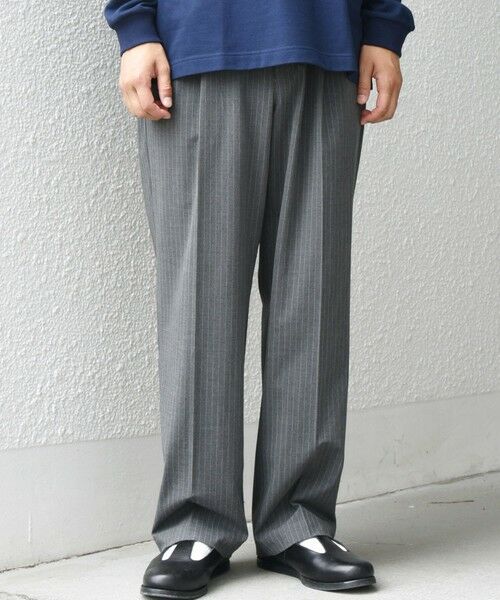 SHIPS / シップス その他パンツ | SHIPS any: LIM BLESS ソリッド/ストライプ 2プリーツ セミワイド イージーパンツ(セットアップ対応)◇ | 詳細3