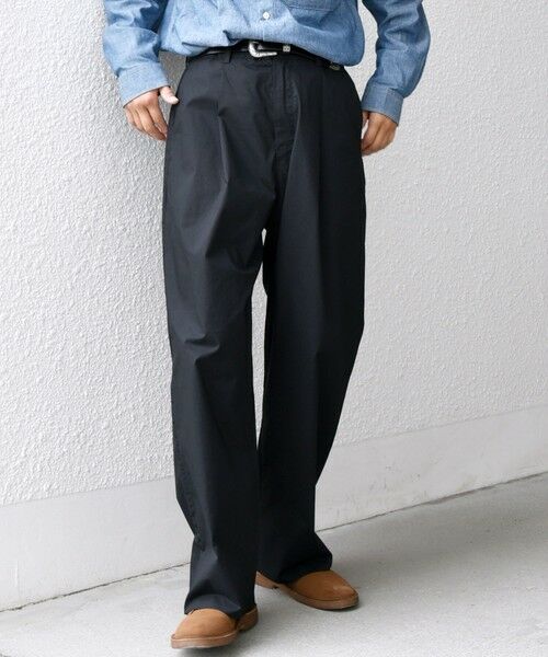 SHIPS / シップス チノ・ワークパンツ | SHIPS any:〈洗濯機可能〉MERROW ワイド 1タック イージー チノパンツ◇(ブラック)