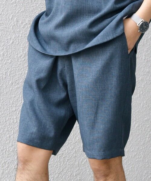 SHIPS / シップス ショート・ハーフ・半端丈パンツ | SHIPS any:〈洗濯機可能〉リネンライク イージー ショーツ (セットアップ対応)◇(ブルー)