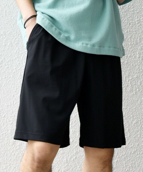 SHIPS / シップス ショート・ハーフ・半端丈パンツ | 【WEB限定】SHIPS any:〈接触冷感〉ストレッチ ナイロン イージー ショーツ(セットアップ対応)◇(ブラック)