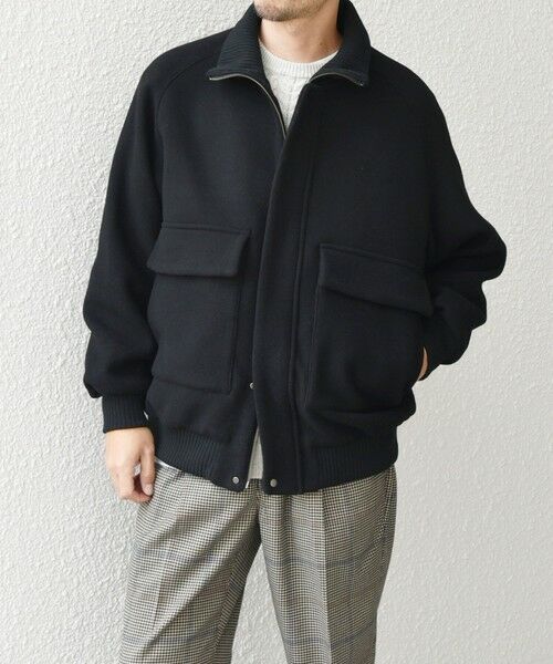 SHIPS / シップス ブルゾン | SHIPS any: PURE WOOL MELTON ダービー ブルゾン◇(ブラック)
