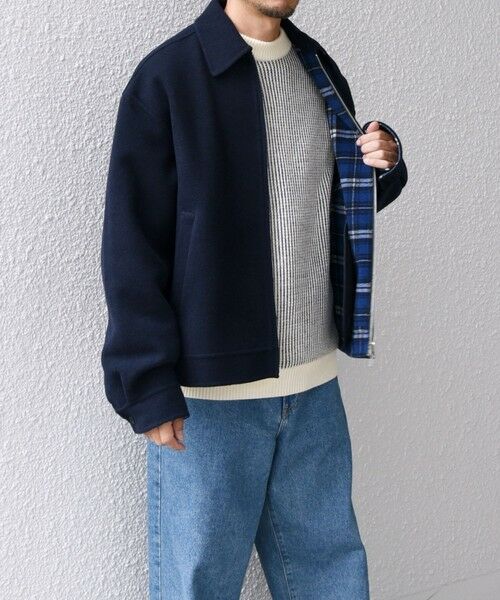 SHIPS / シップス ブルゾン | SHIPS any: リバー メルトン オーバーサイズ ジップ ブルゾン◇(ネイビー)