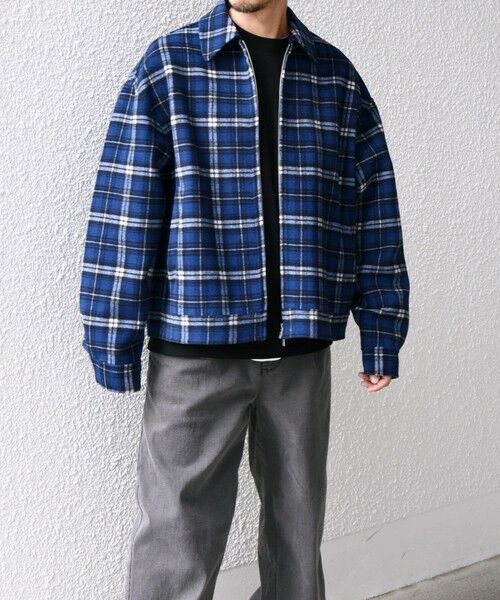 SHIPS / シップス ブルゾン | SHIPS any: リバー メルトン オーバーサイズ ジップ ブルゾン◇(ダークブルー)