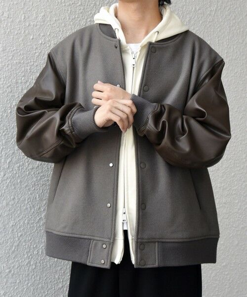 SHIPS / シップス その他アウター | SHIPS any: PURE WOOL MELTON スタジアム ブルゾン (スタジャン)◇ | 詳細3