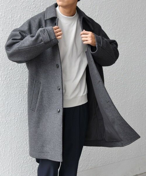SHIPS / シップス ステンカラーコート | SHIPS any: PURE WOOL MELTON ステンカラー コート 25AW◇(ダークグレー)