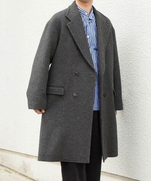 SHIPS / シップス その他アウター | PURE WOOL MELTON ダブル チェスターコート 26AW◆(ダークグレー)