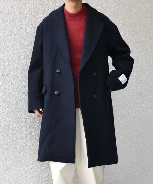 SHIPS / シップス その他アウター | SHIPS any: PURE WOOL MELTON ダブル チェスターコート 25AW◇(ネイビー)
