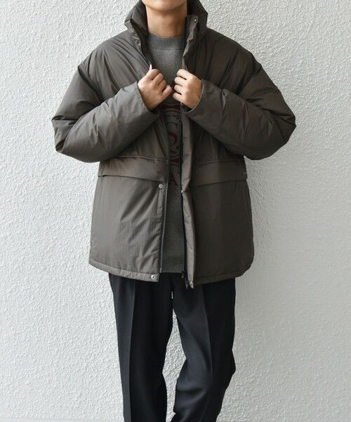 SHIPS / シップス ダウンジャケット・ベスト | SHIPS any: ワッシャー ナイロン ダウン / 中綿 ミックス スピンドル スタンド ブルゾン◇(オリーブ)