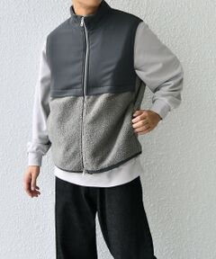 SHIPS / シップス ベスト | SHIPS any: 〈洗濯機可能〉 コンビ ボア フリース スタンド ジップ ベスト◇