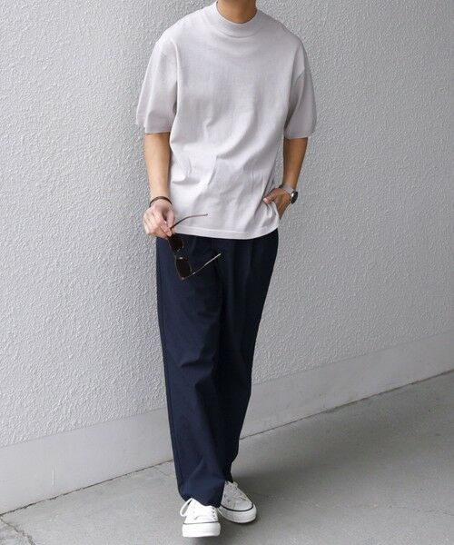 SHIPS / シップス Tシャツ | SHIPS any:〈接触冷感〉ハイゲージリネン ミックス サマーニット モックネック Tシャツ◇ | 詳細1