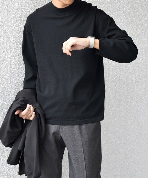 SHIPS / シップス Tシャツ | SHIPS any:〈手洗い可能〉ハイゲージ ニット モックネック Tシャツ◇(ブラック)