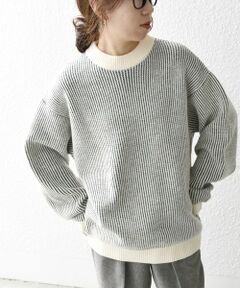 SHIPS / シップス ニット・セーター | SHIPS any:〈手洗い可能〉畦編み ストライプ クルーネック ニット◇