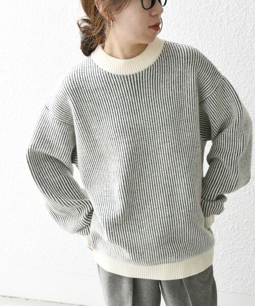SHIPS / シップス ニット・セーター | SHIPS any:〈手洗い可能〉畦編み ストライプ クルーネック ニット◇(ナチュラル)