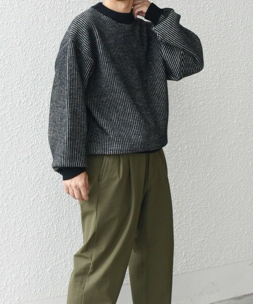 SHIPS / シップス ニット・セーター | SHIPS any:〈手洗い可能〉畦編み ストライプ クルーネック ニット◇(ブラック)