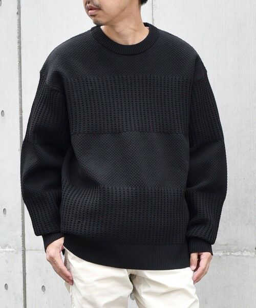 SHIPS / シップス その他トップス | SHIPS any: 〈手洗い可能〉ワッフル コンビ デザイン クルーネック ニット◇ | 詳細4