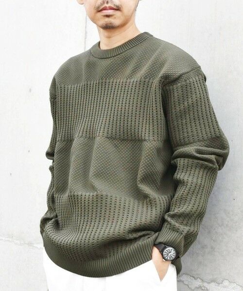 SHIPS / シップス その他トップス | SHIPS any: 〈手洗い可能〉ワッフル コンビ デザイン クルーネック ニット◇ | 詳細24