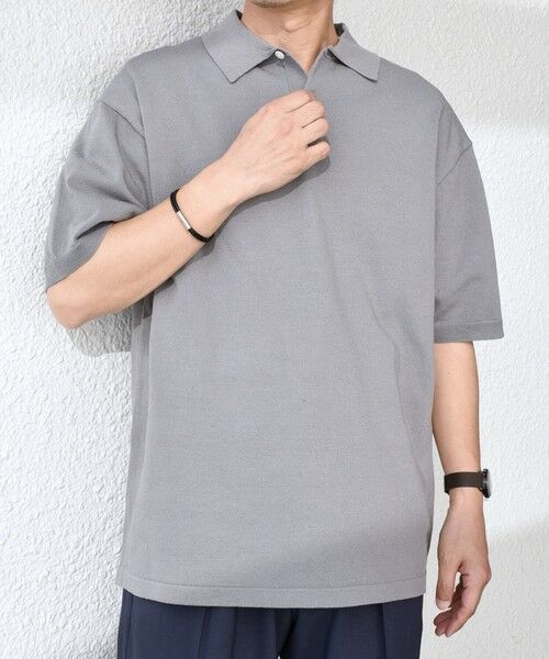 SHIPS / シップス ポロシャツ | SHIPS any:〈接触冷感〉ハイゲージ リネンミックス サマー ニット ポロシャツ 25SS◇(グレー)